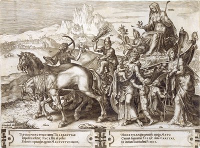 Humildade, placa 7 de "A Vicissitude das Coisas Humanas", 1564 de Maarten van Heemskerck