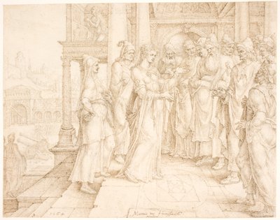 Judith dirigindo-se aos Anciães de Bethulia de Maarten van Heemskerck