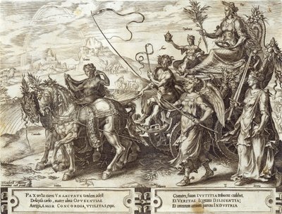 Paz, placa 8 da "Vicissitude das coisas humanas", 1564 de Maarten van Heemskerck