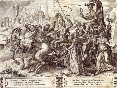 Orgulho, prato 3 de "A Vicissitude das Coisas Humanas", 1564 de Maarten van Heemskerck
