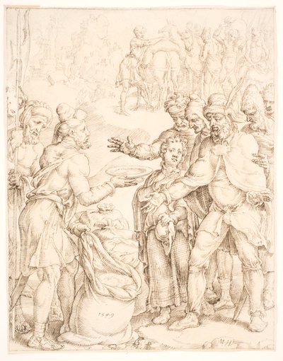 A descoberta da taça do faraó no saco de Benjamin de Maarten van Heemskerck