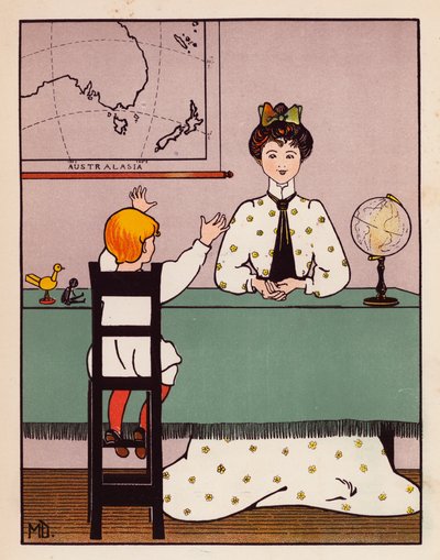 "Devia chamar-lhe Geografia", disse ela" (litografia a cores) de Mabel Dearmer