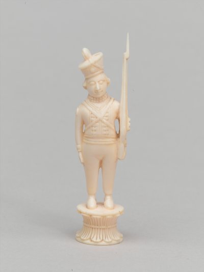 Peão branco, peça de xadrez, Índia, 1820 por volta de de Macneill MacLeay