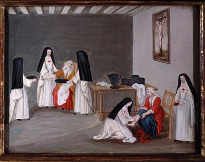 Freiras da Abadia de Port-Royal-des-Champs cuidando de doentes (pintura de Madeleine (attr. to) Boullogne