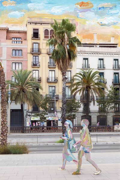 Barcelona (tinta acrílica sobre impressão de pigmentos de arquivo) de Madeleine Gross