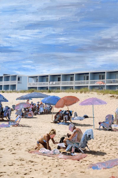 Montauk, 2021 (tinta acrílica sobre impressão de pigmentos de arquivo) de Madeleine Gross