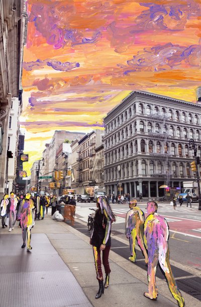 NYC Dream, 2019 (tinta acrílica sobre impressão de pigmentos de arquivo) de Madeleine Gross