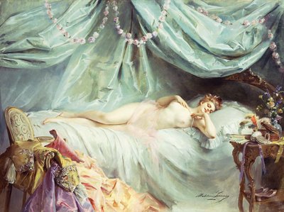 Nu reclinado em um interior elegante, de Madeleine Lemaire