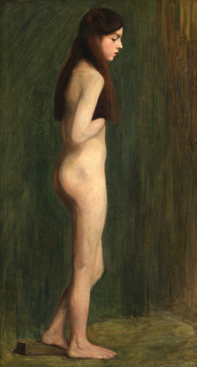 Studio Nude in Green (óleo sobre tela) de Madeline Emily Green