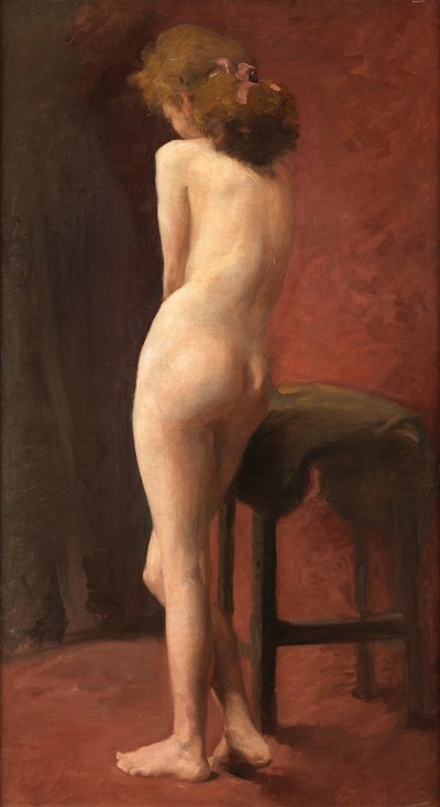 Studio Nude in Red (óleo sobre tela) de Madeline Emily Green
