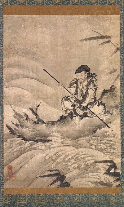 O explorador chinês Zhang Qian em uma balsa, meados do século XVI. de Maejima Soyu