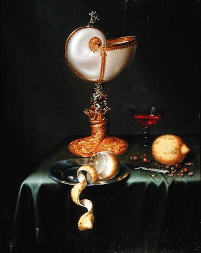 Natureza Morta com um Nautilus Cup (óleo no painel) de Maerten Boelema de Stomme