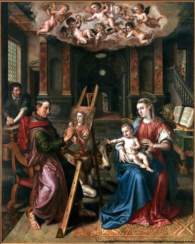 São Lucas desenhando a Virgem, 1602. de Maerten Vos de