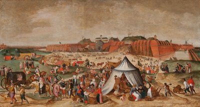 Demolição da Cidadela de Antuérpia, finais do século XVI (óleo sobre painel) de Maerten van Cleve