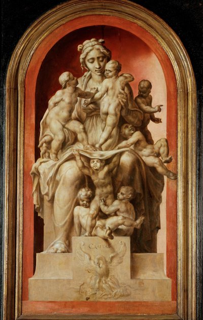 Caritas. Grisaille, carvalho ... de Maerten van Heemskerck