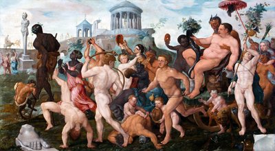 La procissão triomphale de Bacchus - A procissão triunfal de Bacchus par Heemskerck, Maarten Jacobsz, van (1498-1574). Óleo sobre madeira, tamanho : 50x91 de Maerten van Heemskerck