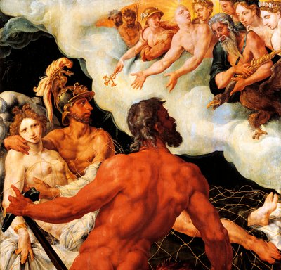 Marte e Vénus presos na rede de Vulcano de Maerten van Heemskerck