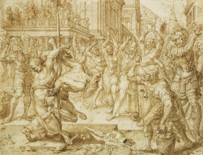 A lapidação dos anciãos, da história de Susanna, 1562 de Maerten van Heemskerck