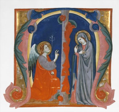 Anunciação em um M inicial, ca. 1310-15. de Maestro Daddesco