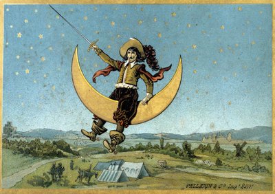 Ilustração de Cyrano de Bergerac em seu romance "O outro mundo". de Henri Maigrot