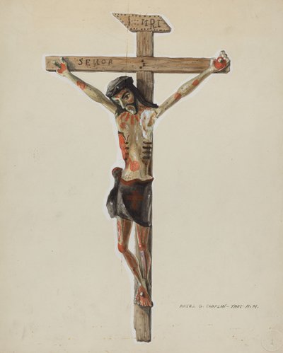 Crucifixo de madeira pintada, c. 1939. de Majel G. Claflin
