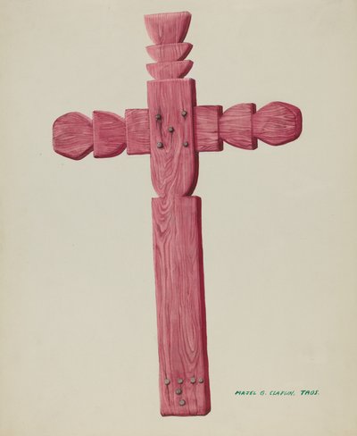 Cruz Vermelha de Madeira usada como Lápide, c. 1937. de Majel G. Claflin