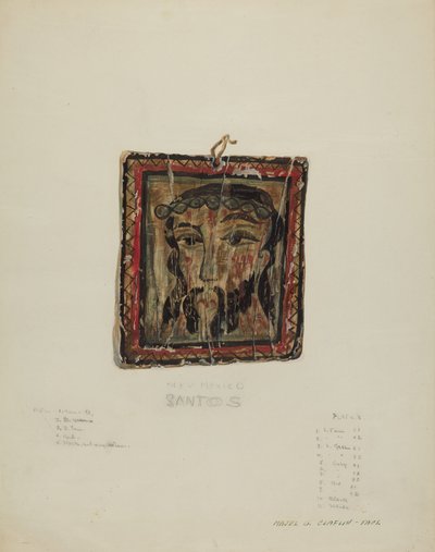 Cabeça pequena de Christo - Retablo, c. 1940. de Majel G. Claflin