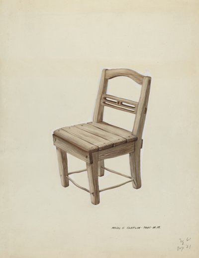 Cadeira Pequena de Madeira, c. 1937. de Majel G. Claflin