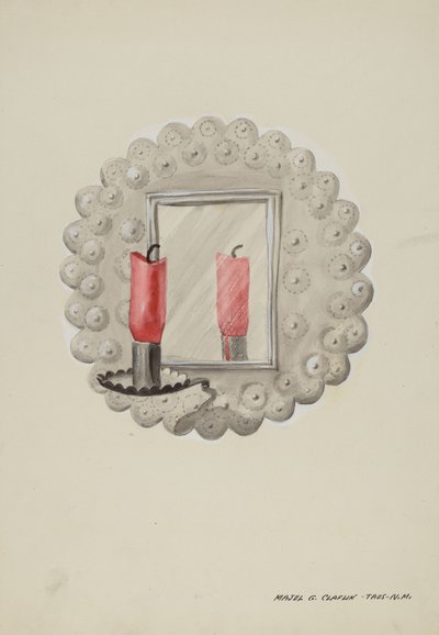 Tin-Mirror Candle Sconce, c. 1937. de Majel G. Claflin