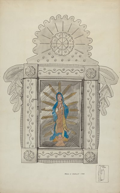 Nicho de estanho contendo Guadalupe Bulk, c. 1936. de Majel G. Claflin