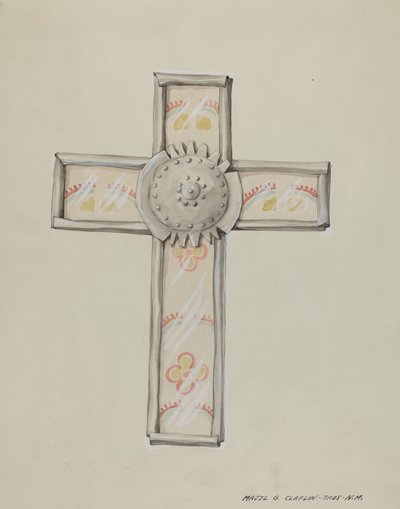 Tin & Wall Paper Cross, c. 1937. de Majel G. Claflin