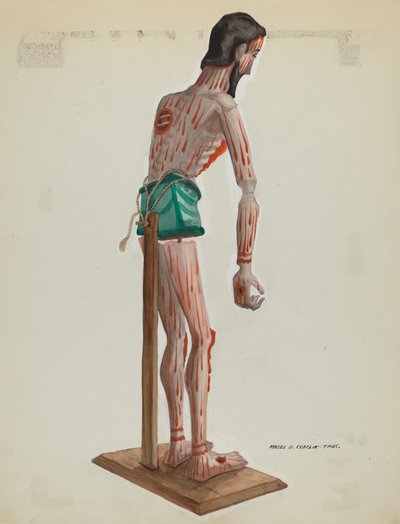 Wooden Christo, Painted Side view, c. 1937. de Majel G. Claflin