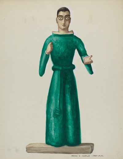 Santo de madeira em vestido verde brilhante, 19351942. de Majel G. Claflin
