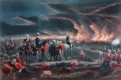 Noite Bivouac do Exército Britânico em Ferozshah, 21 de Dezembro de 1845, publicado por Ackermann de Major G.F. (after) White