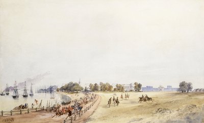 Vista do forte e da cidade, Calcutá, 1854 de Major General Sir Charles Walters DOyly