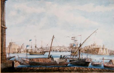 Vista do Porto das Galletas de Valetta Side, c.1800 (lápis e aguarela) de Major James of Tolcross Weir