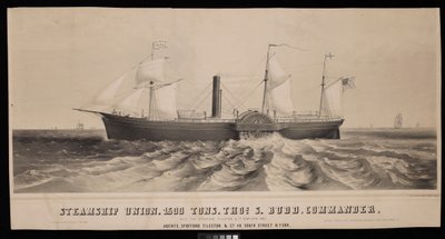 Navio a vapor Union. 1500 Toneladas, Thos S. Budd, Comandante. Construído para Spofford Tileston  Co 1851 de Major and Knapp Sarony