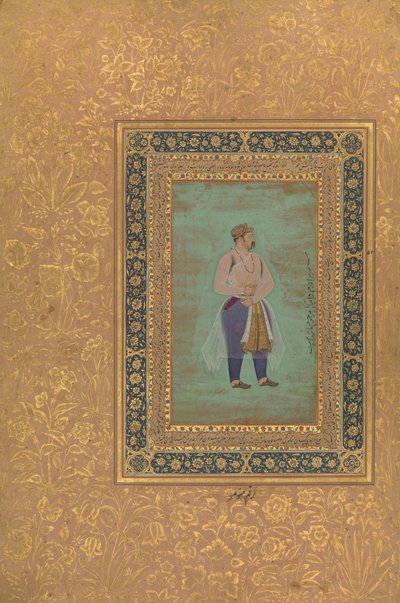 Recto: Retrato do Príncipe Danyal, Folio do Álbum Shah Jahan, recto: final do século XVI. de Manohar