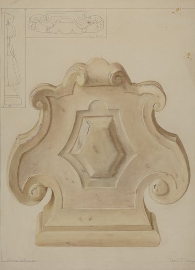 Ornamento de mármore do topo da lareira, c. 1937. de Manuel G. Runyan