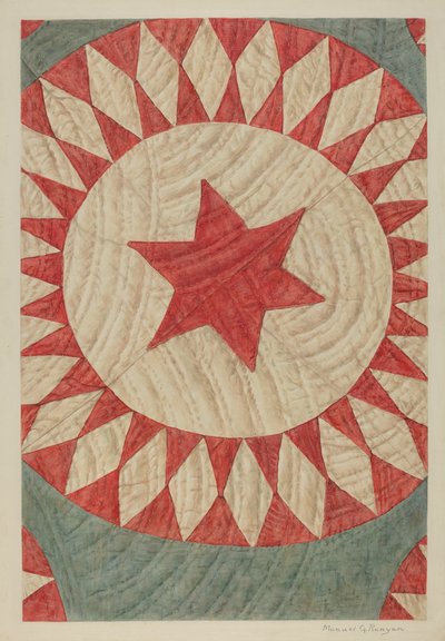 Colcha de Estrela e Anel, c. 1938. de Manuel G. Runyan