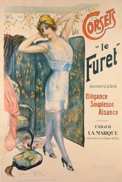 Anúncio para espartilhos &39;The Ferret&39; de Manuel Robbe