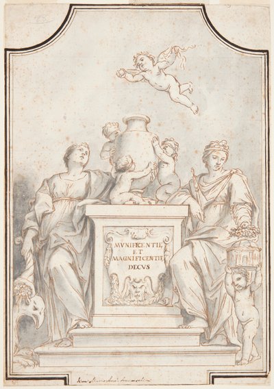 Projeto para uma pintura monocromática, Igreja de Corpus Domini, Bolonha, Itália de Marc Antonio Franceschini