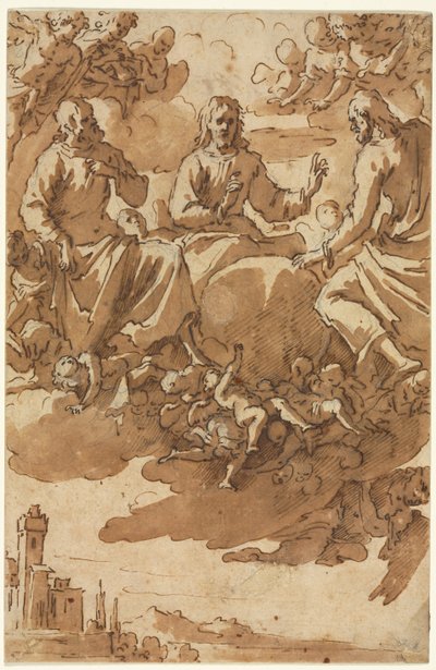 Cristo na glória com dois santos de Marcantonio Bassetti