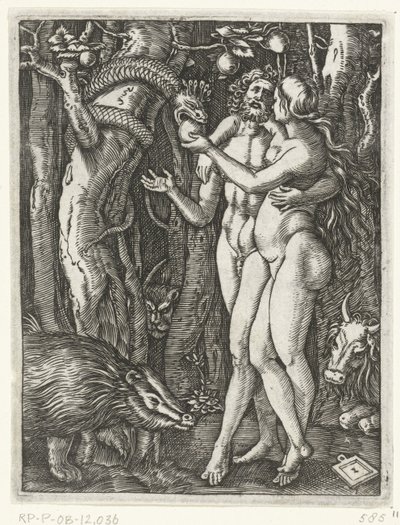Adão e Eva em Fall in Paradise
Paixão de Cristo (título da série) de Marcantonio Raimondi