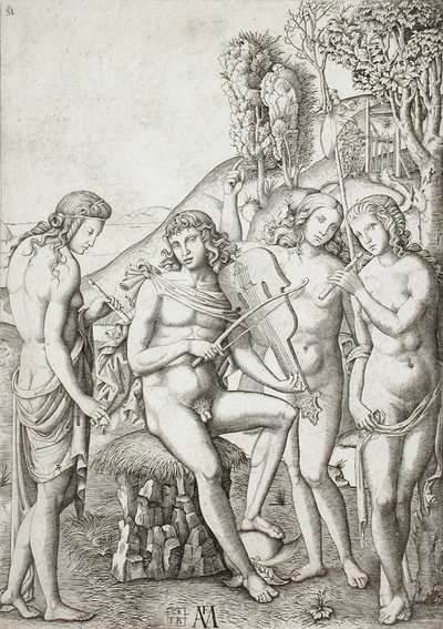 Apolo ensinando música às Graças de Marcantonio Raimondi
