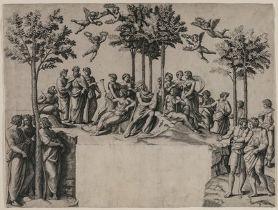 Apolo no Parnaso de Marcantonio Raimondi