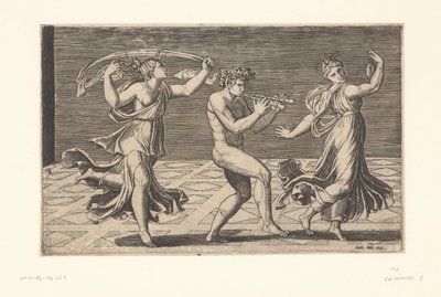 Sátiros e maenadas dançantes de Marcantonio Raimondi
