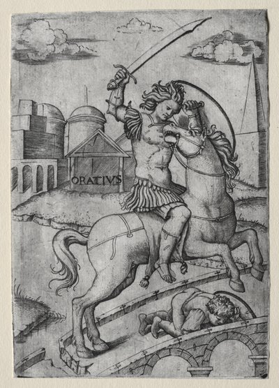 Horácio Cocles defendendo a Ponte Subliciana de Marcantonio Raimondi