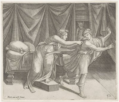 A esposa de José e Potifar de Marcantonio Raimondi