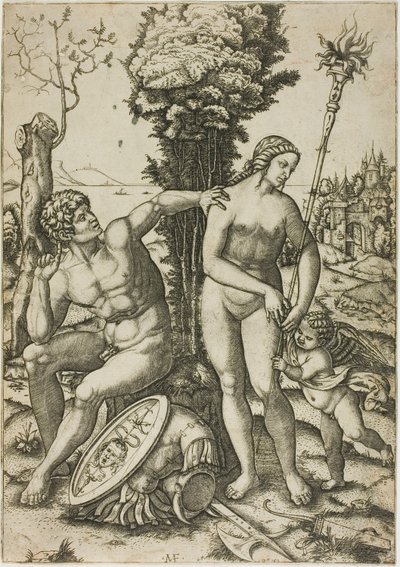Marte, Vênus e Cupido de Marcantonio Raimondi